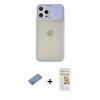 MARSİLYAN™- iPhone 12 Pro Max Kılıf Vadi Çizgi - Siyah Mat Seramik Nano Ekran Koruyucu + Shine Kamera Lens Koruma Cam - GS