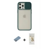 MARSİLYAN™- iPhone 12 Pro Max Kılıf Vadi Çizgi - Siyah Mat Seramik Nano Ekran Koruyucu + Shine Kamera Lens Koruma Cam - GS