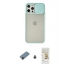 MARSİLYAN™- iPhone 12 Pro Max Kılıf Vadi Çizgi - Siyah Mat Seramik Nano Ekran Koruyucu + Shine Kamera Lens Koruma Cam - SH