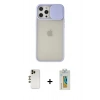 MARSİLYAN™- iPhone 12 Pro Max Kılıf Vadi Çizgi - Siyah Polymer Nano Ekran Koruyucu + Gold Shine Kamera Lens
