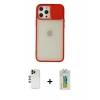 MARSİLYAN™- iPhone 12 Pro Max Kılıf Vadi Çizgi - Siyah Polymer Nano Ekran Koruyucu + Gold Shine Kamera Lens
