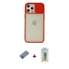 MARSİLYAN™- iPhone 12 Pro Max Kılıf Vadi Çizgi - Siyah Polymer Nano Ekran Koruyucu + Metal Kamera Lens Koruma Cam - KI