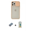 MARSİLYAN™- iPhone 12 Pro Max Kılıf Vadi Çizgi - Siyah Polymer Nano Ekran Koruyucu + Metal Kamera Lens Koruma Cam - KI