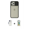 MARSİLYAN™- iPhone 12 Pro Max Kılıf Vadi Çizgi - Siyah Polymer Nano Ekran Koruyucu + Shine Kamera Lens - LT