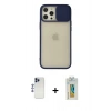 MARSİLYAN™- iPhone 12 Pro Max Kılıf Vadi Çizgi - Siyah Polymer Nano Ekran Koruyucu + Shine Kamera Lens - LT