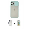 MARSİLYAN™- iPhone 12 Pro Max Kılıf Vadi Çizgi - Siyah Polymer Nano Ekran Koruyucu + Shine Kamera Lens - LT