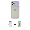 MARSİLYAN™- iPhone 12 Pro Max Kılıf Vadi Çizgi - Siyah Polymer Nano Ekran Koruyucu + Shine Kamera Lens - LT