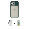MARSİLYAN™- iPhone 12 Pro Max Kılıf Vadi Çizgi - Siyah Polymer Nano Ekran Koruyucu + Shine Kamera Lens - LT