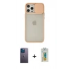 MARSİLYAN™- iPhone 12 Pro Max Kılıf Vadi Çizgi - Siyah Polymer Nano Ekran Koruyucu + Neon Fosforlu Kamera Lens - MI