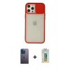MARSİLYAN™- iPhone 12 Pro Max Kılıf Vadi Çizgi - Siyah Polymer Nano Ekran Koruyucu + Neon Fosforlu Kamera Lens - MI