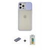 MARSİLYAN™- iPhone 12 Pro Max Kılıf Vadi Çizgi - Siyah Polymer Nano Ekran Koruyucu + Renkli Kamera Lens Koruma Cam - MI