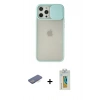 MARSİLYAN™- iPhone 12 Pro Max Kılıf Vadi Çizgi - Siyah Polymer Nano Ekran Koruyucu + Renkli Kamera Lens Koruma Cam - MI