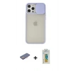 MARSİLYAN™- iPhone 12 Pro Max Kılıf Vadi Çizgi - Siyah Polymer Nano Ekran Koruyucu + Renkli Kamera Lens Koruma Cam - PE