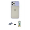 MARSİLYAN™- iPhone 12 Pro Max Kılıf Vadi Çizgi - Siyah Polymer Nano Ekran Koruyucu + Renkli Kamera Lens Koruma Cam - YL