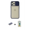 MARSİLYAN™- iPhone 12 Pro Max Kılıf Vadi Çizgi - Siyah Polymer Nano Ekran Koruyucu + Renkli Kamera Lens Koruma Cam - MI