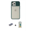MARSİLYAN™- iPhone 12 Pro Max Kılıf Vadi Çizgi - Siyah Polymer Nano Ekran Koruyucu + Renkli Kamera Lens Koruma Cam - SI