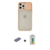 MARSİLYAN™- iPhone 12 Pro Max Kılıf Vadi Çizgi - Siyah Polymer Nano Ekran Koruyucu + Renkli Kamera Lens Koruma Cam - PE