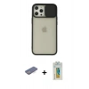 MARSİLYAN™- iPhone 12 Pro Max Kılıf Vadi Çizgi - Siyah Polymer Nano Ekran Koruyucu + Renkli Kamera Lens Koruma Cam - MI