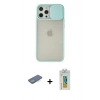 MARSİLYAN™- iPhone 12 Pro Max Kılıf Vadi Çizgi - Siyah Polymer Nano Ekran Koruyucu + Renkli Kamera Lens Koruma Cam - YL