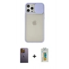 MARSİLYAN™- iPhone 12 Pro Max Kılıf Vadi Çizgi - Siyah Polymer Nano Ekran Koruyucu + Sarı Neon Fosforlu Kamera Lens