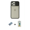 MARSİLYAN™- iPhone 12 Pro Max Kılıf Vadi Çizgi - Siyah Polymer Nano Ekran Koruyucu + Shine Kamera Lens Koruma Cam - GI