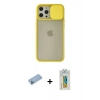 MARSİLYAN™- iPhone 12 Pro Max Kılıf Vadi Çizgi - Siyah Polymer Nano Ekran Koruyucu + Shine Kamera Lens Koruma Cam - MI