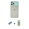 MARSİLYAN™- iPhone 12 Pro Max Kılıf Vadi Çizgi - Siyah Polymer Nano Ekran Koruyucu + Shine Kamera Lens Koruma Cam - PE