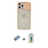 MARSİLYAN™- iPhone 12 Pro Max Kılıf Vadi Çizgi - Siyah Polymer Nano Ekran Koruyucu + Shine Kamera Lens Koruma Cam - PE