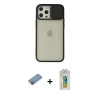 MARSİLYAN™- iPhone 12 Pro Max Kılıf Vadi Çizgi - Siyah Polymer Nano Ekran Koruyucu + Shine Kamera Lens Koruma Cam - PE