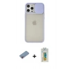 MARSİLYAN™- iPhone 12 Pro Max Kılıf Vadi Çizgi - Siyah Polymer Nano Ekran Koruyucu + Shine Kamera Lens Koruma Cam - PE