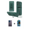 MARSİLYAN™- iPhone 12 Pro Max Kılıf Vadi Form Prime - Siyah 18D Cam Ekran Koruyucu + Mavi Neon Fosforlu Kamera Lens