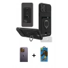 MARSİLYAN™- iPhone 12 Pro Max Kılıf Vadi Form Prime - Siyah 18D Cam Ekran Koruyucu + Neon Fosforlu Kamera Lens - SI