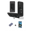 MARSİLYAN™- iPhone 12 Pro Max Kılıf Vadi Form Prime - Siyah 34D Izgaralı Cam + Metal Kamera Lens Koruma Cam - GD