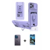 MARSİLYAN™- iPhone 12 Pro Max Kılıf Vadi Form Prime - Siyah 34D Izgaralı Cam + Mavi Neon Fosforlu Kamera Lens