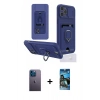 MARSİLYAN™- iPhone 12 Pro Max Kılıf Vadi Form Prime - Siyah 34D Izgaralı Cam + Mavi Neon Fosforlu Kamera Lens