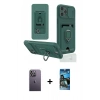 MARSİLYAN™- iPhone 12 Pro Max Kılıf Vadi Form Prime - Siyah 34D Izgaralı Cam + Neon Fosforlu Kamera Lens - BZ