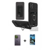 MARSİLYAN™- iPhone 12 Pro Max Kılıf Vadi Form Prime - Siyah 34D Izgaralı Cam + Neon Fosforlu Kamera Lens - YL