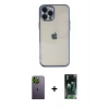 MARSİLYAN™- iPhone 12 Pro Max Kılıf Vadi Minimal - Şeffaf 360 Full Body Arka Koruyucu + Neon Fosforlu Kamera Lens - YL