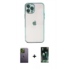 MARSİLYAN™- iPhone 12 Pro Max Kılıf Vadi Minimal - Şeffaf 360 Full Body Arka Koruyucu + Neon Fosforlu Kamera Lens - YL
