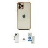 MARSİLYAN™- iPhone 12 Pro Max Kılıf Vadi Minimal - Şeffaf Royal Nano Ekran Koruyucu + Shine Kamera Lens - GD