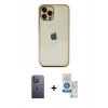 MARSİLYAN™- iPhone 12 Pro Max Kılıf Vadi Minimal - Şeffaf Royal Nano Ekran Koruyucu + Neon Fosforlu Kamera Lens - BZ