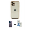 MARSİLYAN™- iPhone 12 Pro Max Kılıf Vadi Minimal - Şeffaf Royal Nano Ekran Koruyucu + Neon Fosforlu Kamera Lens - MI