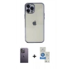 MARSİLYAN™- iPhone 12 Pro Max Kılıf Vadi Minimal - Şeffaf Royal Nano Ekran Koruyucu + Neon Fosforlu Kamera Lens - BZ