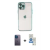 MARSİLYAN™- iPhone 12 Pro Max Kılıf Vadi Minimal - Şeffaf Royal Nano Ekran Koruyucu + Neon Fosforlu Kamera Lens - MI