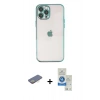 MARSİLYAN™- iPhone 12 Pro Max Kılıf Vadi Minimal - Şeffaf Royal Nano Ekran Koruyucu + Renkli Kamera Lens Koruma Cam - SI