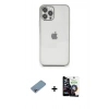 MARSİLYAN™- iPhone 12 Pro Max Kılıf Vadi Minimal - Şeffaf Temperli Cam Ekran Koruyucu + Gökkuşağı Shine Kamera Lens Koruma Cam