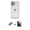 MARSİLYAN™- iPhone 12 Pro Max Kılıf Vadi Minimal - Şeffaf Temperli Cam Ekran Koruyucu + Metal Kamera Lens Koruma Cam - GD