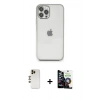 MARSİLYAN™- iPhone 12 Pro Max Kılıf Vadi Minimal - Şeffaf Temperli Cam Ekran Koruyucu + Gold Shine Kamera Lens