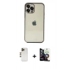 MARSİLYAN™- iPhone 12 Pro Max Kılıf Vadi Minimal - Şeffaf Temperli Cam Ekran Koruyucu + Gold Shine Kamera Lens