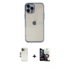 MARSİLYAN™- iPhone 12 Pro Max Kılıf Vadi Minimal - Şeffaf Temperli Cam Ekran Koruyucu + Gold Shine Kamera Lens